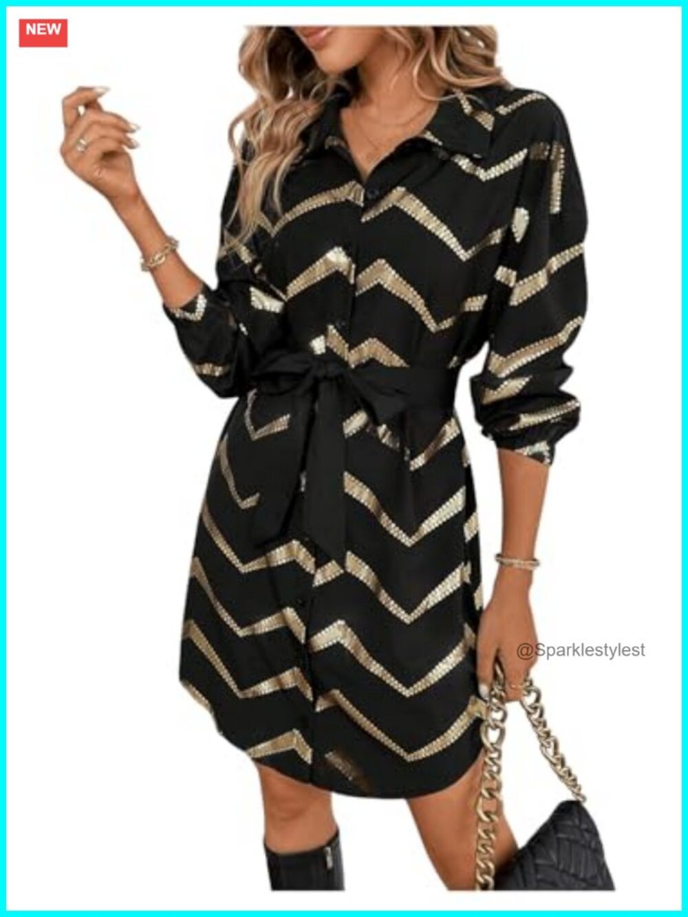 Metallic Long Sleeve Cocktail C Dress